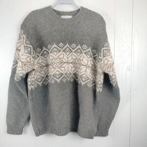 Fogcutter Lambswool Fair‎ Isle Sweater Men M Brown Heavy Thick Nordic Pullover